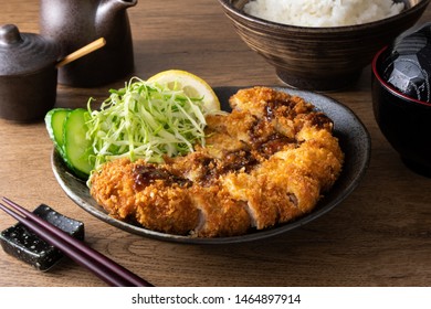 Tonkatsu or deep fried pork, a traditional Japanese dish,