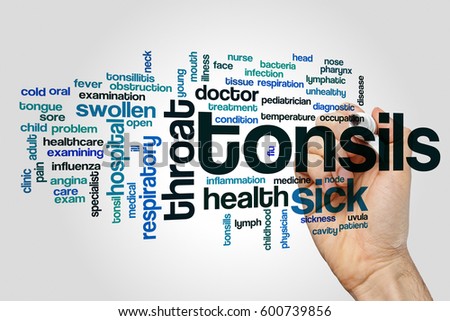 Tonsils word cloud concept on grey background