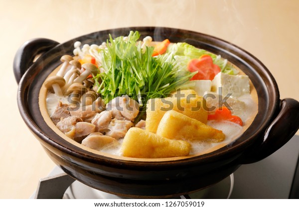 Tonyu nabe. Soy\
milk soup hot pot in\
Japanese.