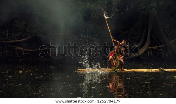 Took this photo in Jakarta, a conceptual photography for\
Dayak Tribes from Kalimantan in April 30, 2016 at Jakarta City\
Forest. 