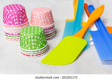tool of bakery with cupcake - Shutterstock ID 201201173