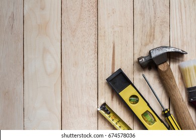 Tool Kit Renovation On Brown Wood