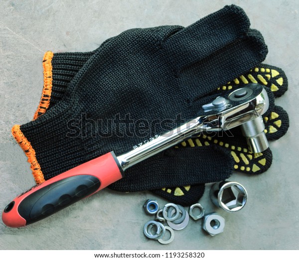 Tool kit for repair and\
work gloves
