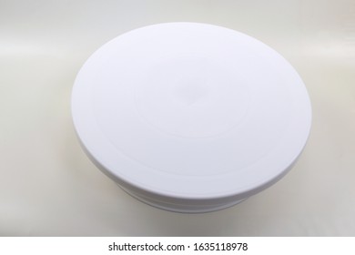 Tool Kitchen Baking, Plastic Cake Turntable Round For Decoration On White Background.