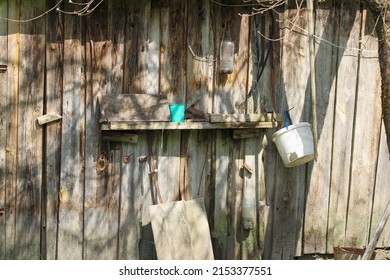 Tool Rack On The Outside Wall Of The Old Barn