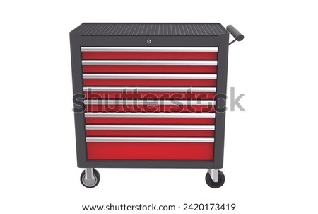 TOOL TROLLY WHITE BACK GROUND  RED COLUR  TOOLS 