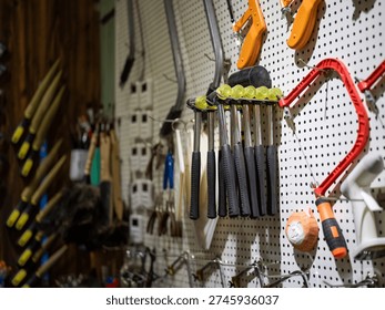 Tool wall filled with various tools