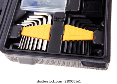 toolbox set of tools include hammer wrench bit driver pliers hex key bush level hex key