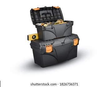 Toolboxes with tool side view isolated on white background. - Powered by Shutterstock