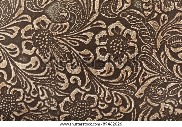 Tooled Leather Floral Pattern Background Stock Photo Edit Now 89462026