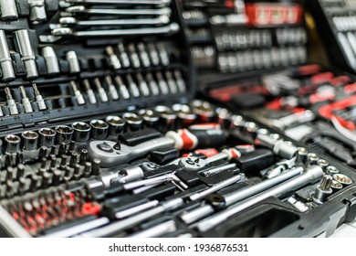 Toolkits Put Up For Sale In A Hardware Store.