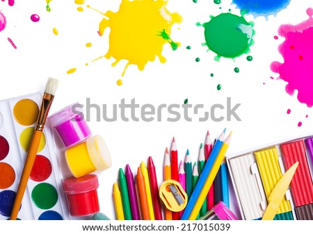 tools for creative work on a white background 