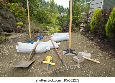 Tools For Excavating And Laying Pavers For Backyard Garden Patio