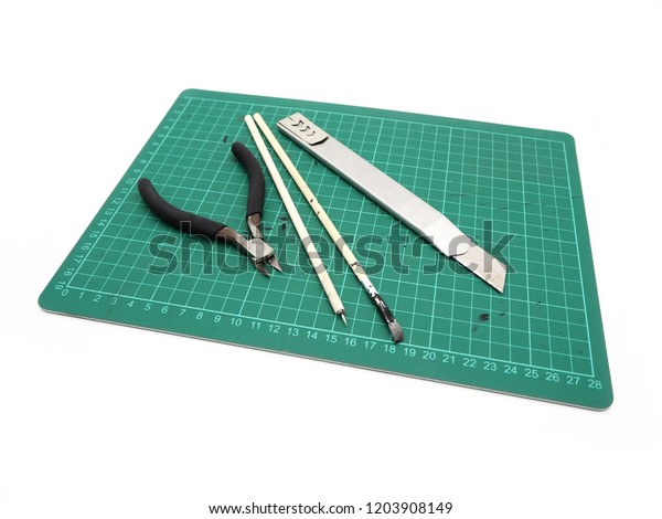 Tools Green Cutting Mat Model Kit Stock Photo Edit Now 1203908149