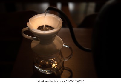 Tools to make drip coffee and brewing drip coffee