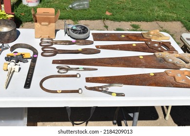 Tools On A Table At A Yard Sale