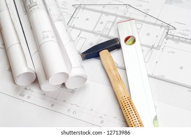 Tools Over House Plan Blueprints Stock Photo 12713986 | Shutterstock