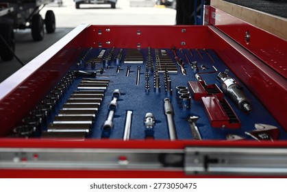 Tools rest in a tool box used by Airmen from the 1st Maintenance Squadron while at the Red Flag 223 exercise at Nellis Air Force Base, Nevada, July 14, 2022. Maintainers play a vital role in Red Flag by ensuring the aircraft are safe and operational in a timely manner to guarantee 
