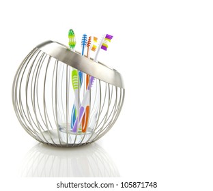 Tooth Brushes In Contemporary Holder