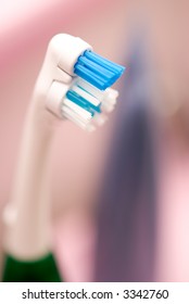 Tooth brushing close up