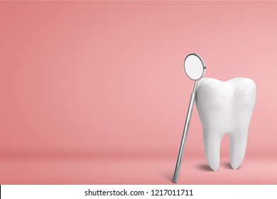 Tooth and dentist mirror