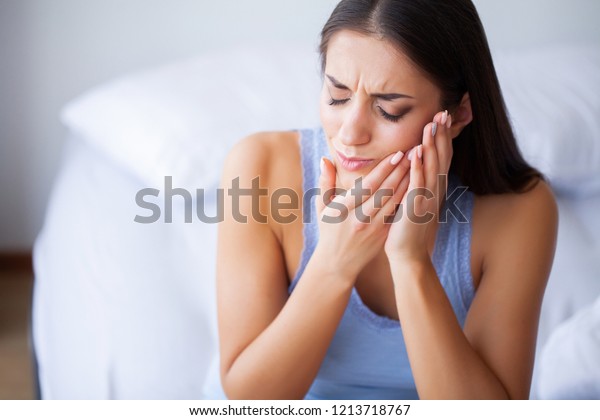 Tooth Pain. Beautiful Woman Feeling Strong\
Pain, Toothache.