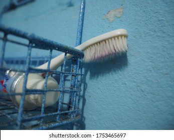 
Toothbrush placed in the bathroom