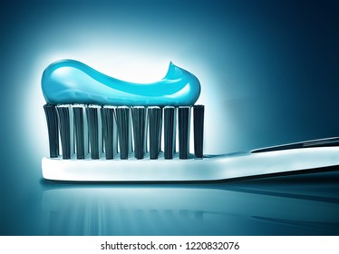 toothbrush with toothpaste close-up. 3D design.
