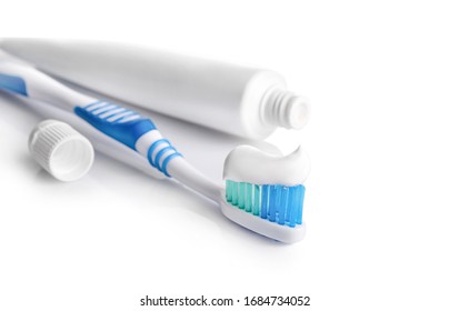 Toothbrush With Toothpaste Isolated On White Background