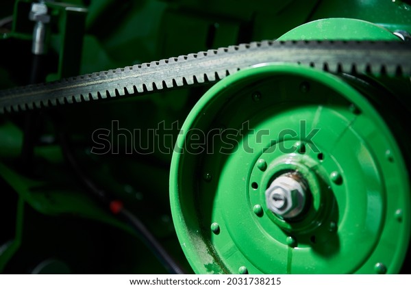 Toothed belt of a belt\
drive on a tractor