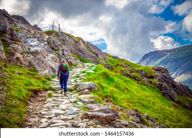 Toourist hiking in Snowdonia. North Wales. UK - Shutterstock ID 1464157436