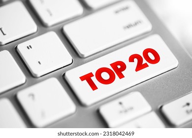 Top 20 text button on keyboard, concept background