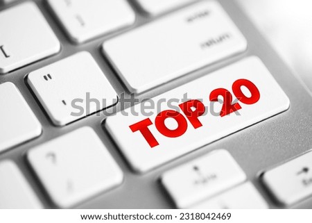 Top 20 text button on keyboard, concept background