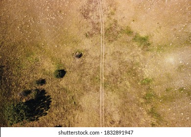 Top, Aerial, View Of The Road In The Sandy, Savannah Terrain