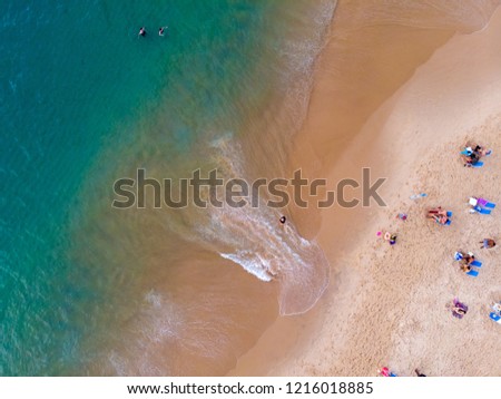 Top aerial view of Salvador Brazilian beach and emerald green sea
