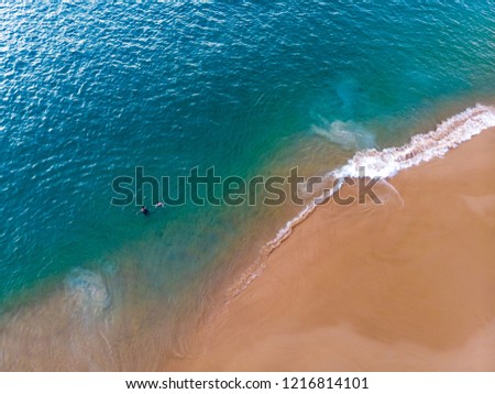 Top aerial view of Salvador Brazilian beach and emerald green sea