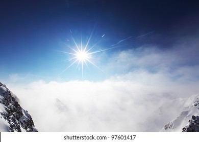 top of alps in sky