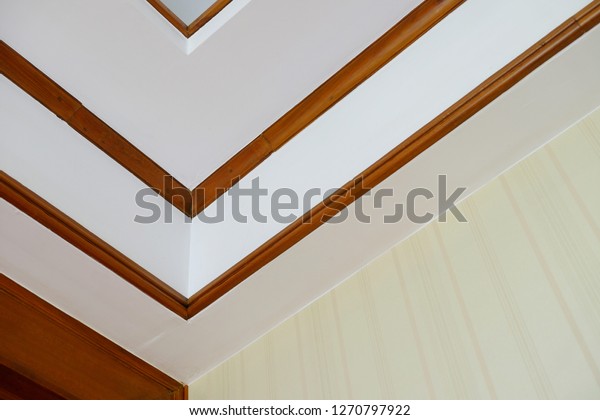 Top Corner White Ceiling Walls Wood Stock Photo Edit Now 1270797922