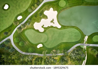 Top Down Aerial Of A Golf Course