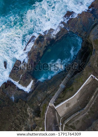 Top down aerial view of Bogey Hole, Newcastle, Australia.