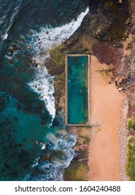 Top Down Aerial View Of Newport Rock Pool. NSW, Australia.