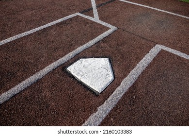 Top Down, Close Up View Of Home Base On A Baseball Field