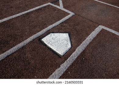 Top Down, Close Up View Of Home Base On A Baseball Field