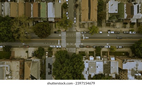 Top Down Drone Shot of intersection  