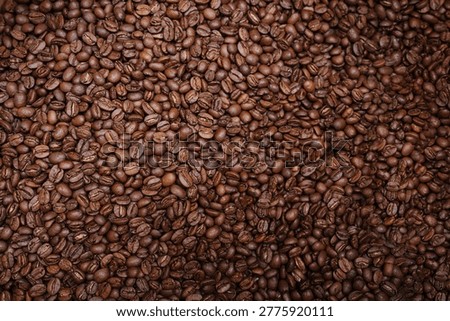 Top Down Full Frame Texture of Freshly Roasted Aromatic Coffee Beans