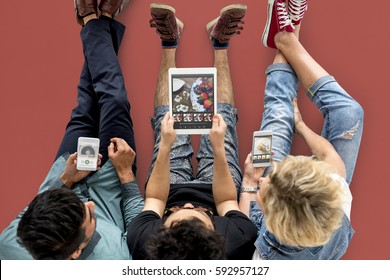 Top Down Shot People Using Technology Devices