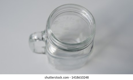 Top Down Shot Of Transparent Drinking Jar