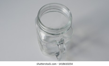 Top Down Shot Of Transparent Drinking Jar