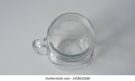 Top Down Shot Of Transparent Drinking Jar