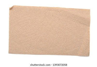 Top Down Of Single Brown Paper Napkin White Background